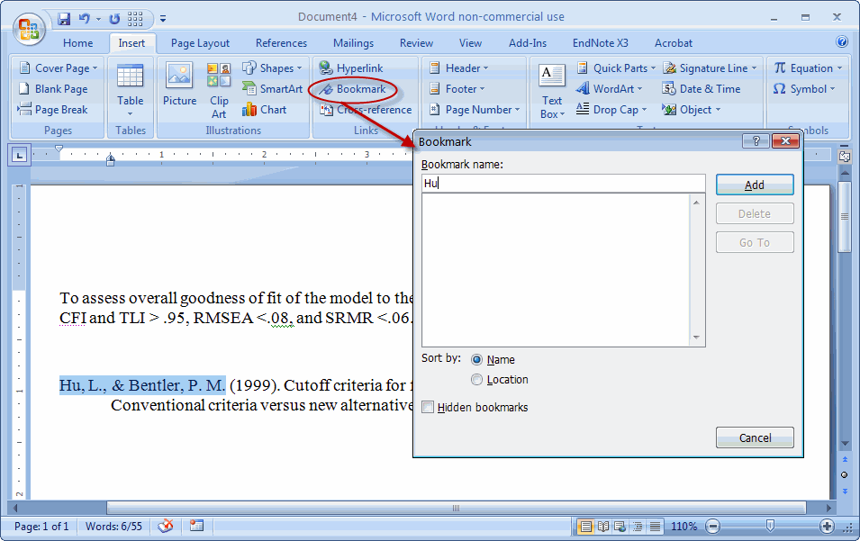 how do i add endnote to word 2018
